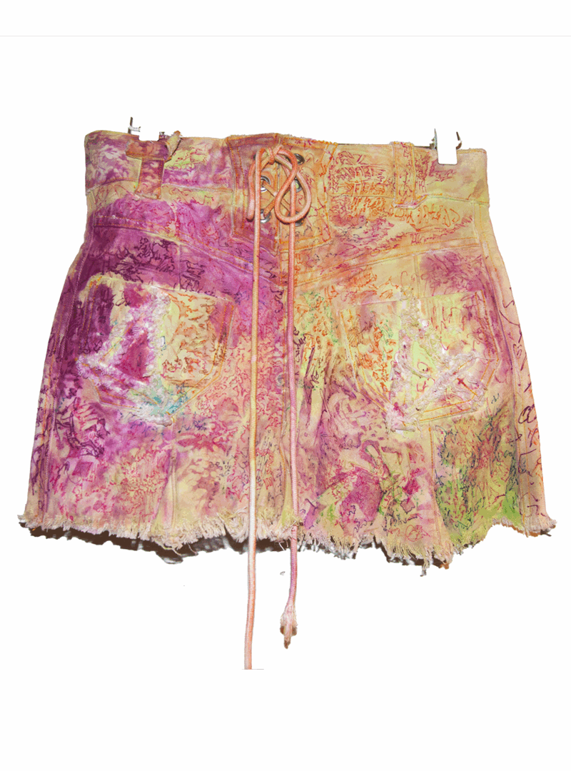 Fuzzy brushed denim skirt
