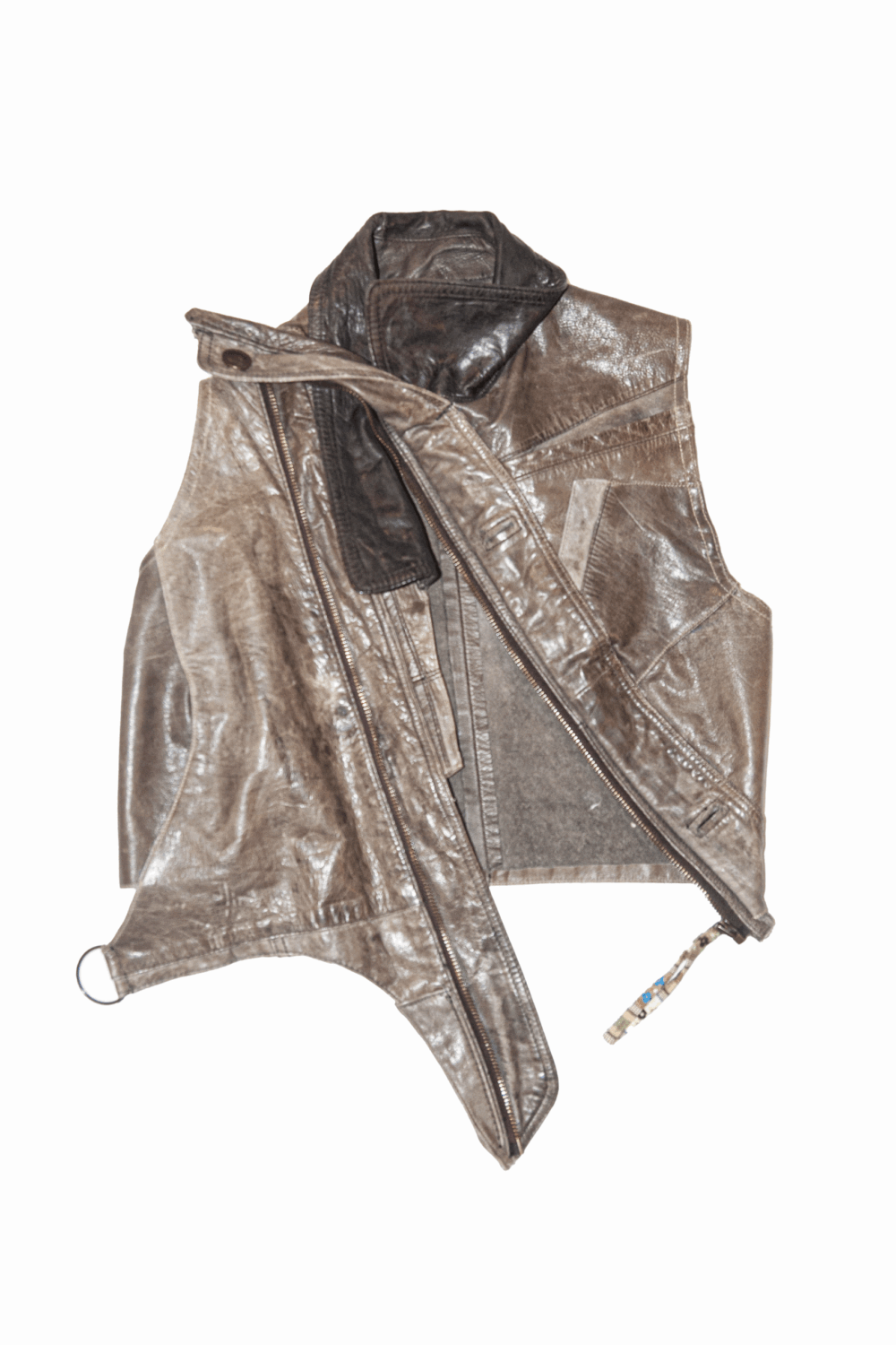 Patinated leather vest