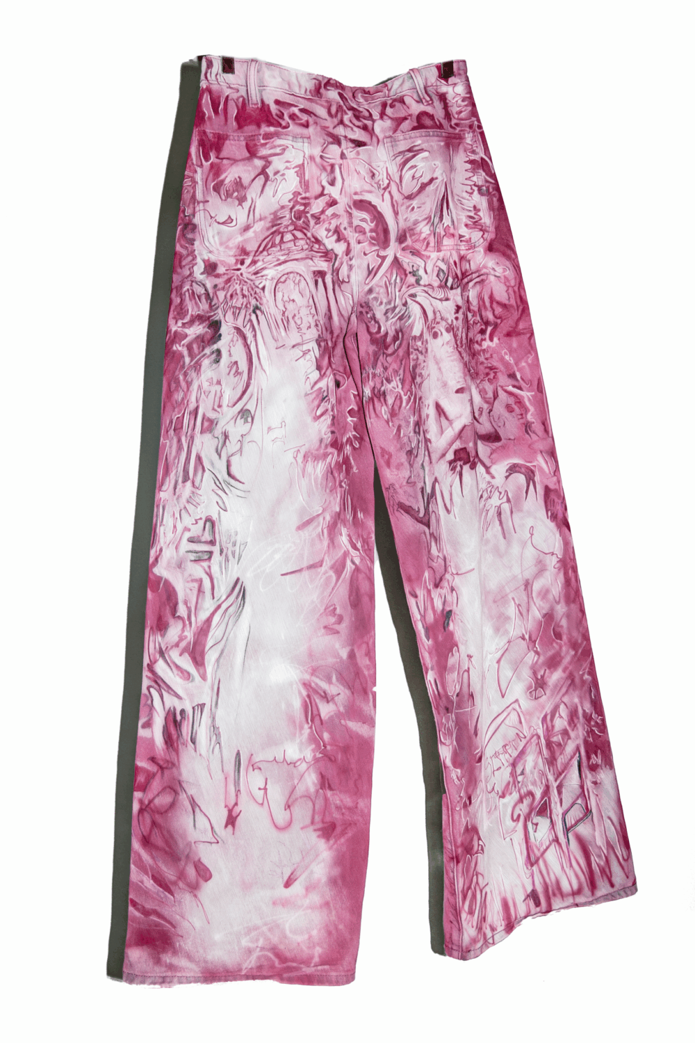 'Four Castles' airbrushed baggy denim