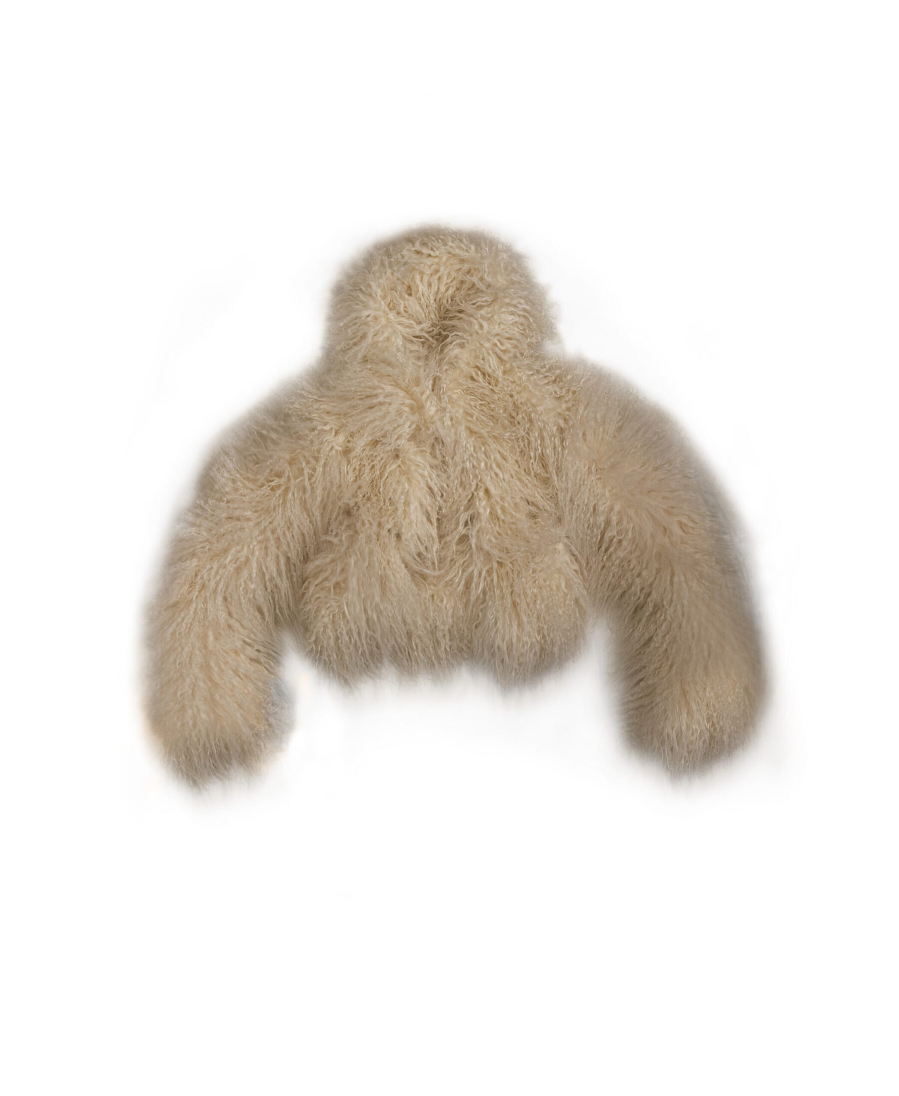 Satin White Angora x Curly Goat Cropped Jacket