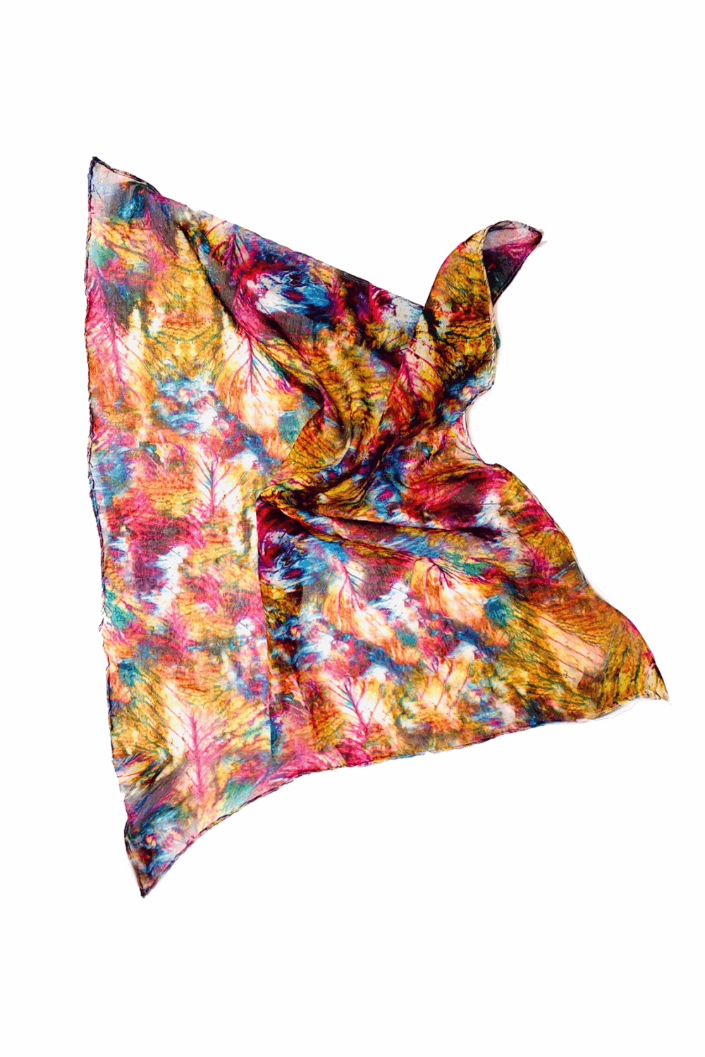 Red Cabbage print sheer silk scarf