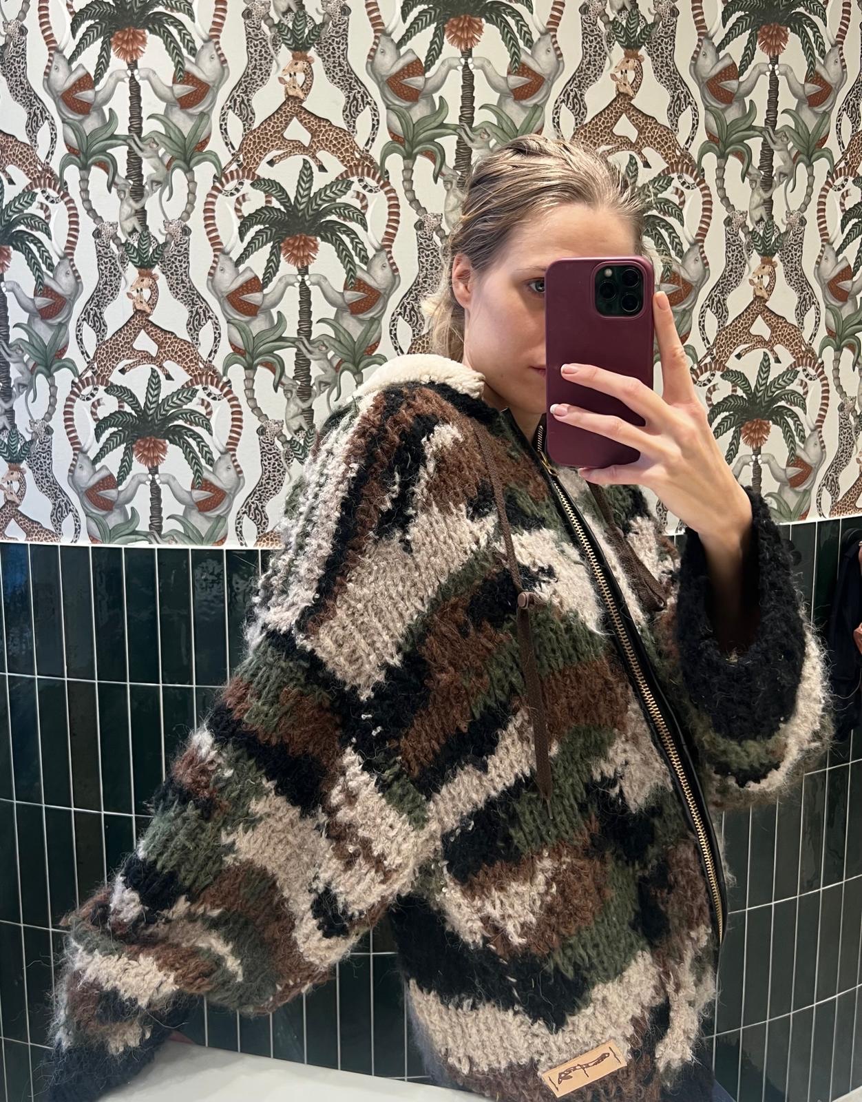 Baby Alpaca Camo Knit Bomber - Image 2